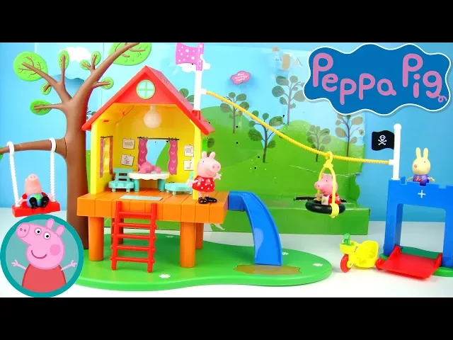 玩 粉紅豬小妹 peppa pig 歡樂樹屋 玩具開箱 / peppa pig treehouse and george pig fort playset